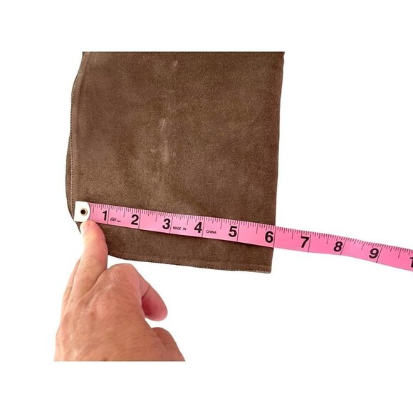 Barneys Co-Op Suede Over The Knee Boots Womens Size 7.5 Ankle Strap Zipper Taupe - Picture 9 of 12